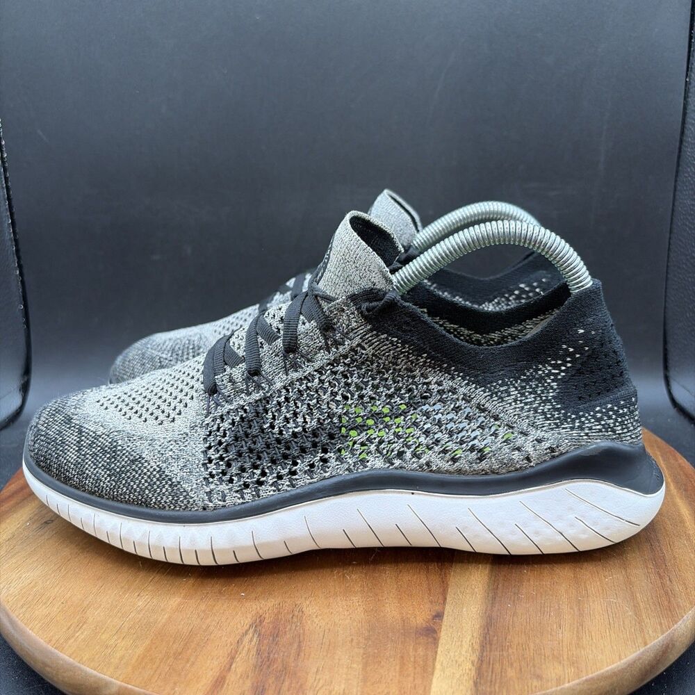 Nike Free RN Flyknit 2018 Men's Size 8 Running Shoes Black White Oreo
